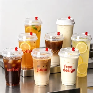 Eco Friendly 12oz Disposable Pet Plastic Juice Cup With Lid Parties Catering Matcha for Beverage Drink Cold Coffee