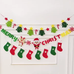 Eco Friendly Christmas Decoration Banner Felt Festive Flag for Party Banners