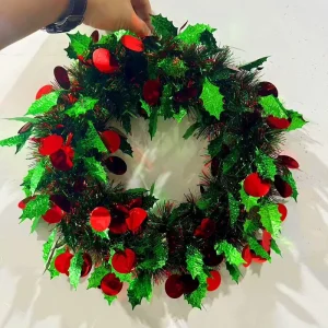 Eco Friendly Christmas Wreaths & LED Light Decorations with Red Berries Festive Promotional Party Supplies