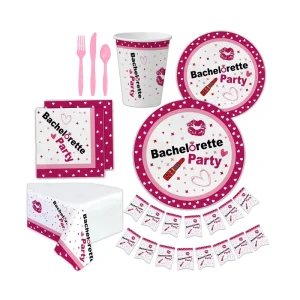 Eco Friendly Disposable Tableware Set Cake Napkins Cups Plates for Celebration with Pink Napkin