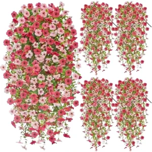 Eco Friendly Durable 45 Mesh 5-pronged Eucalyptus Violet Green Silk Flower Plant Wall Hanging Vine for Home Wedding Outdoor