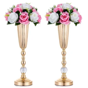 Eco Friendly Gold Metal Trumpet Vase Small Flower Metal Arrangement for Wedding Table Decoration Promotional Party