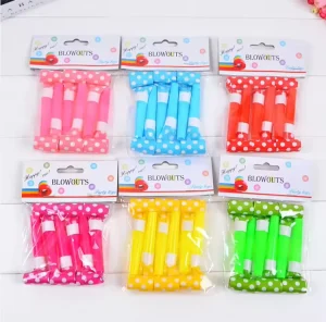 Eco Friendly Polka Dot Paper Blowouts Mixed Color Noisemakers for Birthday Wedding Gift Shop