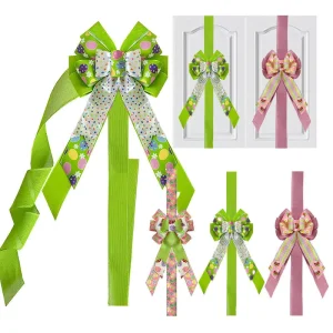 Eco Friendly Printed Arch Shaped Bows Easter Christmas Decorations Machine Made Polyester Wire Edge Woven Confetti Spring