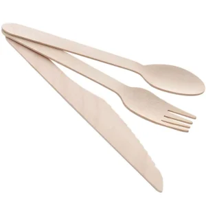 Eco Friendly Sustainable Disposable Wooden Cutlery Set Compostable High Quality Portable Tableware