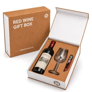 Eco Kraft Rigid Magnetic Gift Box Cork Custom Printed Packaging for Holiday Wine Gift Set