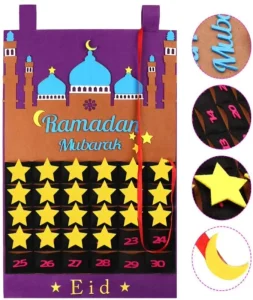 Eco friendly Customized Color Ramadan Kareem Decorations Felt Calendar Hanging Pendants Banner EID Mubarak Supplies