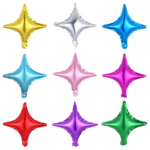Eco-friendly Glossy Glod Silver Four-pointed Star Floating Foil Balloons for Birthday Party Decor Multi-color Star Globos