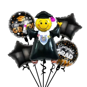 Eco friendly Graduation Party Printed Aluminum Foil Balloon Decoration Bundle Bouquet Cartoon Animal Shape Silk Screen
