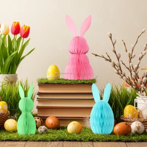 Eco friendly Honeycomb Paper Easter Bunny Easter Decorations Easter Holiday Supplies