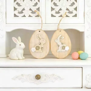 Eco friendly Wooden Easter Decorations 3D Wooden Bunny DIY Hanging Ornaments Easter Party Supplies