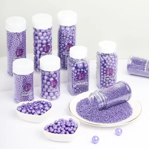 Edible Purple Sugar Pearl Baking Decorations for Birthday Holiday Cakes Round Candy Beads Model HONG-85-2mm Factory Direct Sales