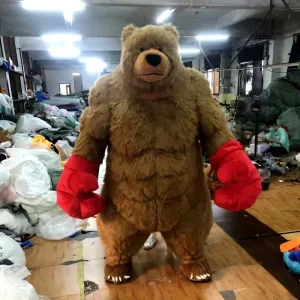Efun MOQ 1 PC 2 2.6m Brown Bear Mascot Costume Animal Cosplay Plush Mascot Clothing Inflatable Brown Bear With Boxing Gloves