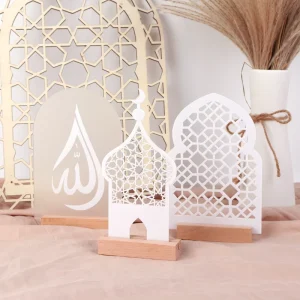 Eid Decor Ramadan Decor Eid Gift Eid Decoration Set of 3 Islamic Acrylic Signs with Wooden Stand