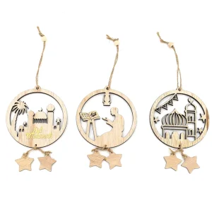 Eid Festival Wooden Festival Luminous Hanging Pieces Creative Home Ancient Bang Decoration Gift Decoration