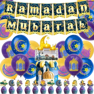 Eid Fitr Disposable Paper Plate Party Dinnerware Set with Star Moon Flag Design