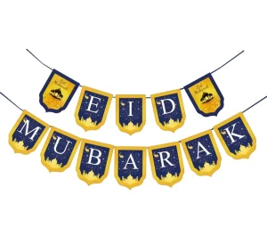 Eid Mubarak Banner Bunting Muslim Ramadan Kareem Decorations Party Supplies for Festive Celebrations