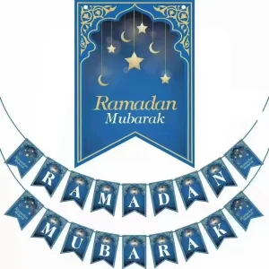 Eid Mubarak Banner Ramadan Decoration Muslim Islamic Festival Hanging Decor