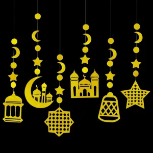 Eid Mubarak Paper Banner Eid Al Fitr Ramadan Party Mubarak Muslim Islamic Festival Party Home for DIY Decoration Supplies