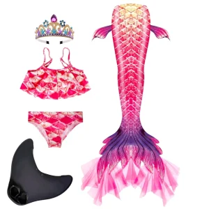 Elastic Mermaid Ariel TV and Movie Swimsuit Girls Digital Print Mermaid Tail Performance Cosplay Costume for Carnival Halloween