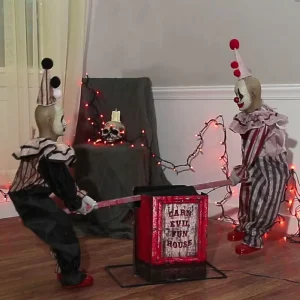 Electric Clown Seesaw Terror Sound Glowing Animated Luminous Ghost House Induction Decoration Animatronics Joker Prop Halloween