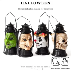 Electric Induction Sound Touch Activated Halloween Decoration Ghost Horror Witch Skeleton Clown Glowing Handheld Lamp Ornament