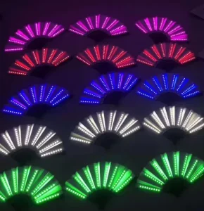 Electric LED Luminous Fan for Nightclubs Festivals Bar Bouncer Style EDM Light Up Effects Party Decorations for Thanksgiving