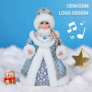 Electric Musical Snegurochka Blue Robe Russian New Year Indoor Decoration with Color Box