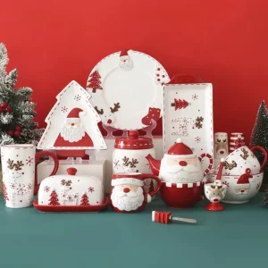 Elegant Ceramic Christmas Tree Tableware Elegant Dinnerware Sets for Christmas Table Decorations