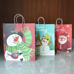 Elegant Christmas Kraft Tote Bags Customizable Design for Holiday Gift Wrapping and Branding