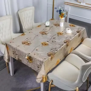 Elegant Design Waterproof Floral Printed PVC Table Cover Roll Soft Customizable Table Cloth Home Hotel Dining Table Decor