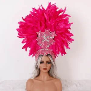 Elegant Feather Costume Headpiece Silver Star Rhinestone Decor Soft Comfortable Customizable Color Stage Dance Performance