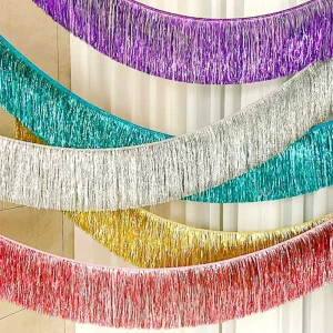 Elegant Foil Fringe Tinsel Garland Creative Foil Banner Birthday Party Wedding Decoration Christmas Home Wall Decor