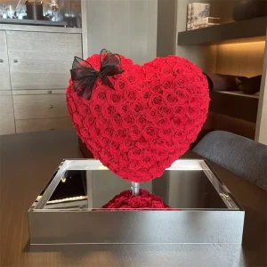 Elegant Home Decoration Luxurious 3D Heart-Shaped Preserved Roses Dried Eternal Flowers in Acrylic Box Christmas Long Lasting