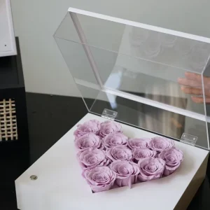Elegant Home Decoration Luxurious Ornaments Bluetooth Speaker Eternal Rose Bluetooth Phonograph Preserved Roses in Acrylic Box