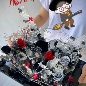 Elegant Luxurious Magic Book Style Eternal Flower Box Dried Immortal Preserved Rose Flower Valentine’s Day Decoration