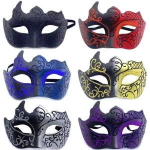 Elegant Masquerade Mask Half Face Floral Painted Plastic Halloween Party Mask for Men and Women