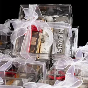 Elegant Modern Clear Acrylic Wedding Gift Box Square Customized Keepsake Candy Travel Storage Box Multi Use Eco Friendly