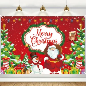 Elegant Snowman Christmas Custom Banner Digital Printing Portable Retractable Polyester Indoor Outdoor Festive Party Decorations