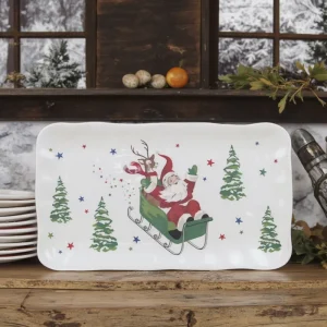 Elegant Vintage Sustainable Melamine Dinnerware Tray Service Durable Kitchen Tableware Set 7-9 People Christmas Design Business