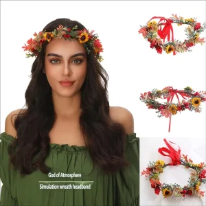 Elegant Women Flower Hoop Wreath Crown Headband Wedding Parties Headwear Handmade Bridal Hair Accessories