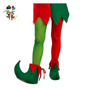Elf Party Fancy Dress Costume Womens Red and Green Tights HPC 1887