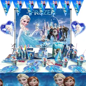 Elsa Princess Birthday Party Decorations Winter Princess Party Supplies Kids Disposable Tableware for Girls Birthday Party