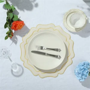 Embroidery Placemat for Home Decor Tableware Faux Leather Table Placemat