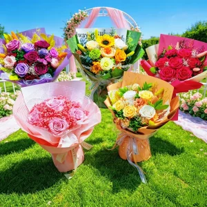 Enchanted Handmade Preserved Flower Bouquet Luxury Real Rose Sunflower Gift Wedding Party Table Decor Graduation Valentine’s Day