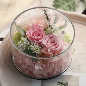 Enchanted Preserved Roses Glass Dome Pink Eternal Flower Box for Wedding Christmas Anniversary Gifts Long Lasting Quiet Luxury