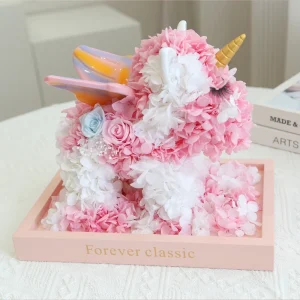 Eternal Flower Hydrangea Rose unicorn Flower Box Unicorn Real Preserved Flower unicorn in Acrylic Birthday Holidays Gift Sets