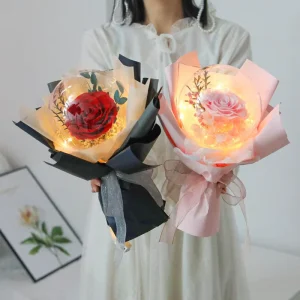 Eternal Rose Flowers Bobo Ball Wedding Xmas Valentines Day Gift Forever Preserved Roses Flowers Bouquet