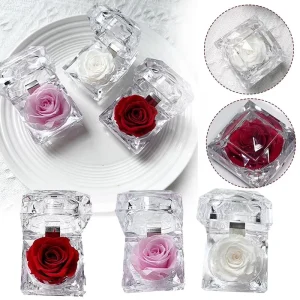 Eternal Rose Handmade Square Acrylic Gift Box for Valentine’s Day