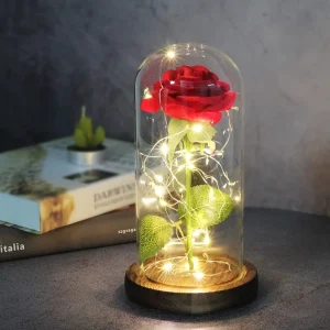 Eternal Rose LED Light Artificial Flower in Glass Cover